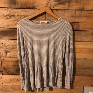 Grey Striped Peplum Shirt